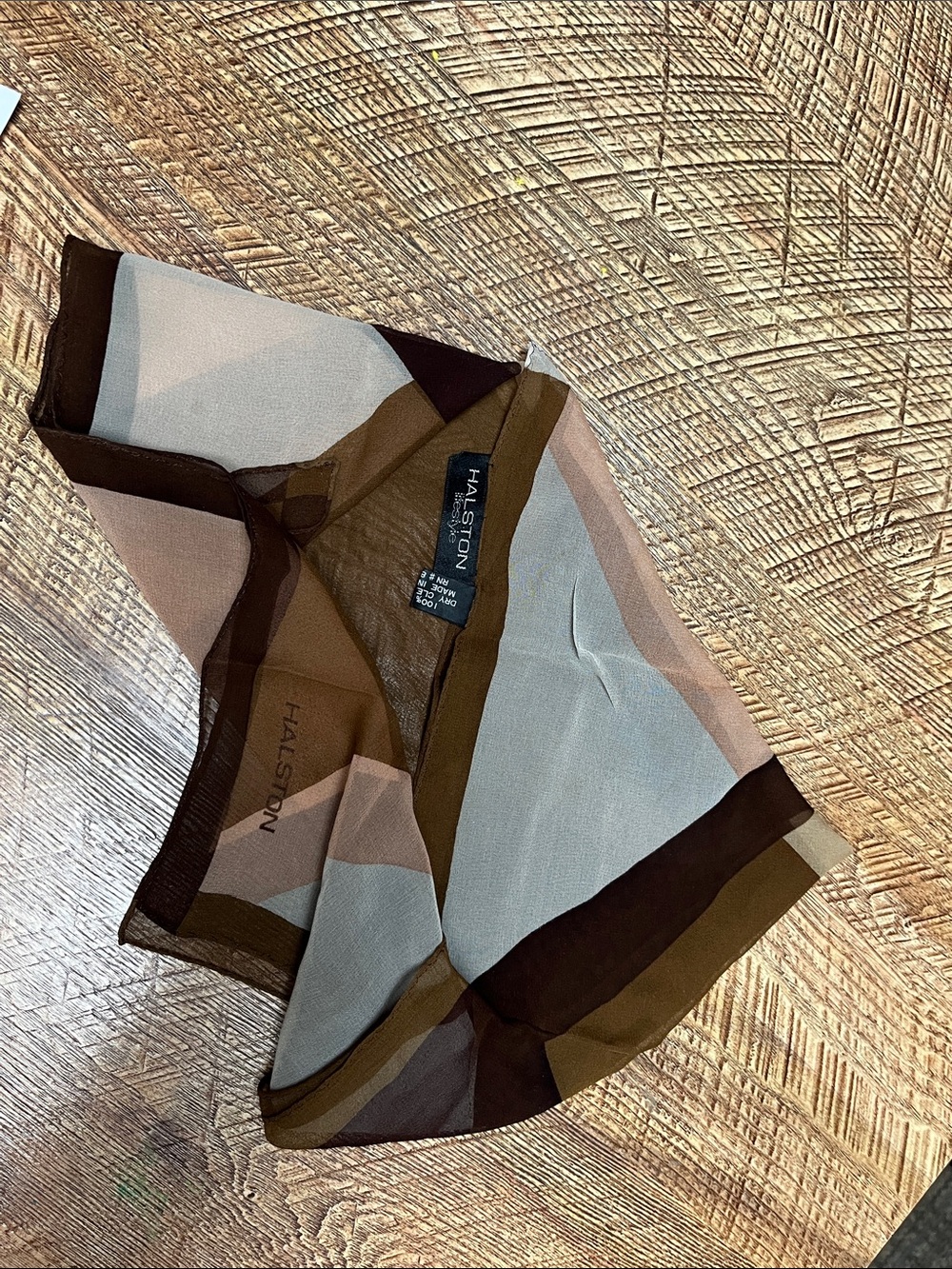 Halston Heritage Cream & Brown Colorblock scarf